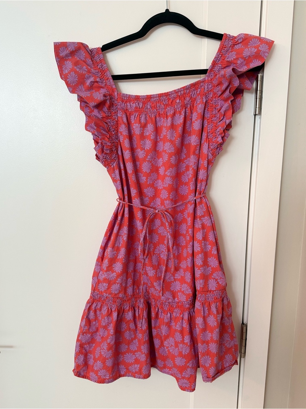 🌻Gap Vibrant Floral Smocked Flutter Sleeve Mini Dress XS